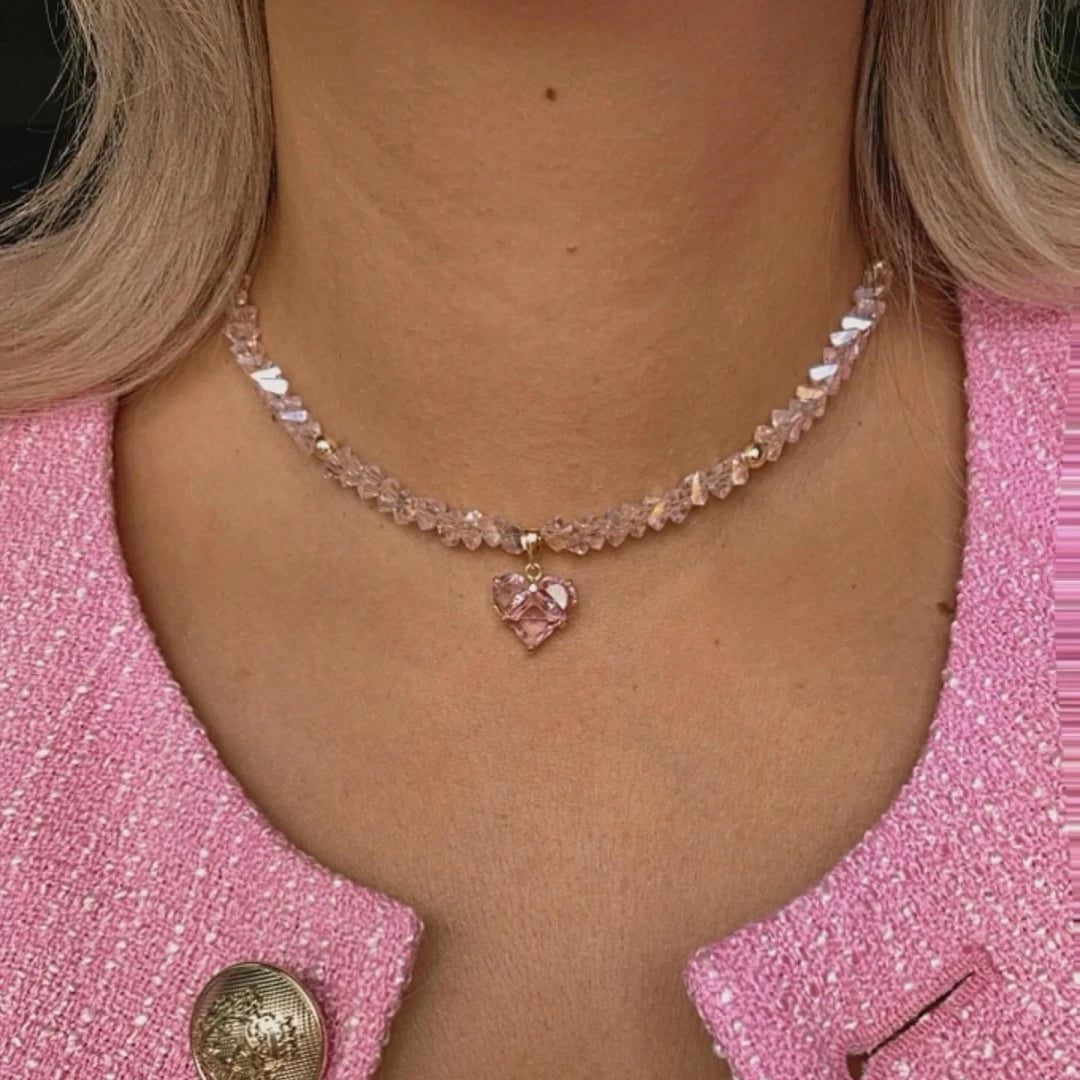 Vintage Sexy Zircon Heart Pendant Necklace – Boho Geometric Baroque Crystal Jewelry for Women