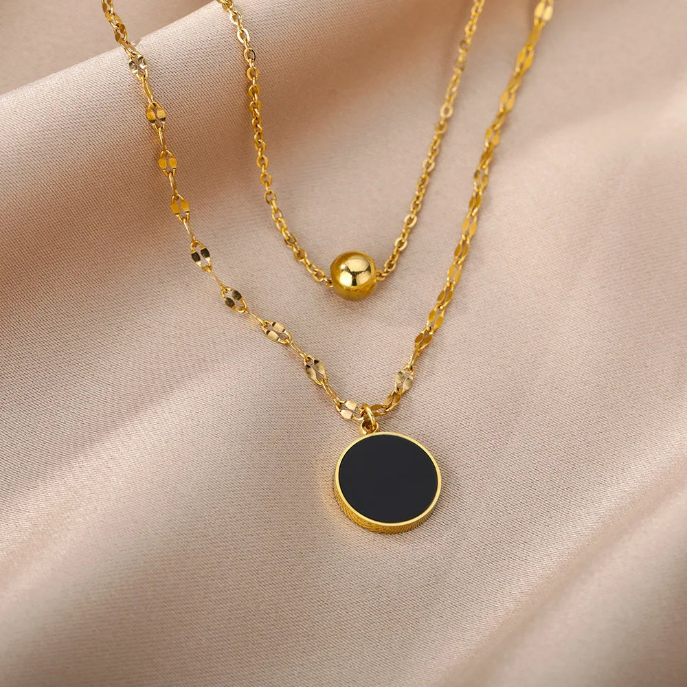 316L Stainless Steel Multilayer Heart Necklace – Gold Goth Clavicle Choker for Women