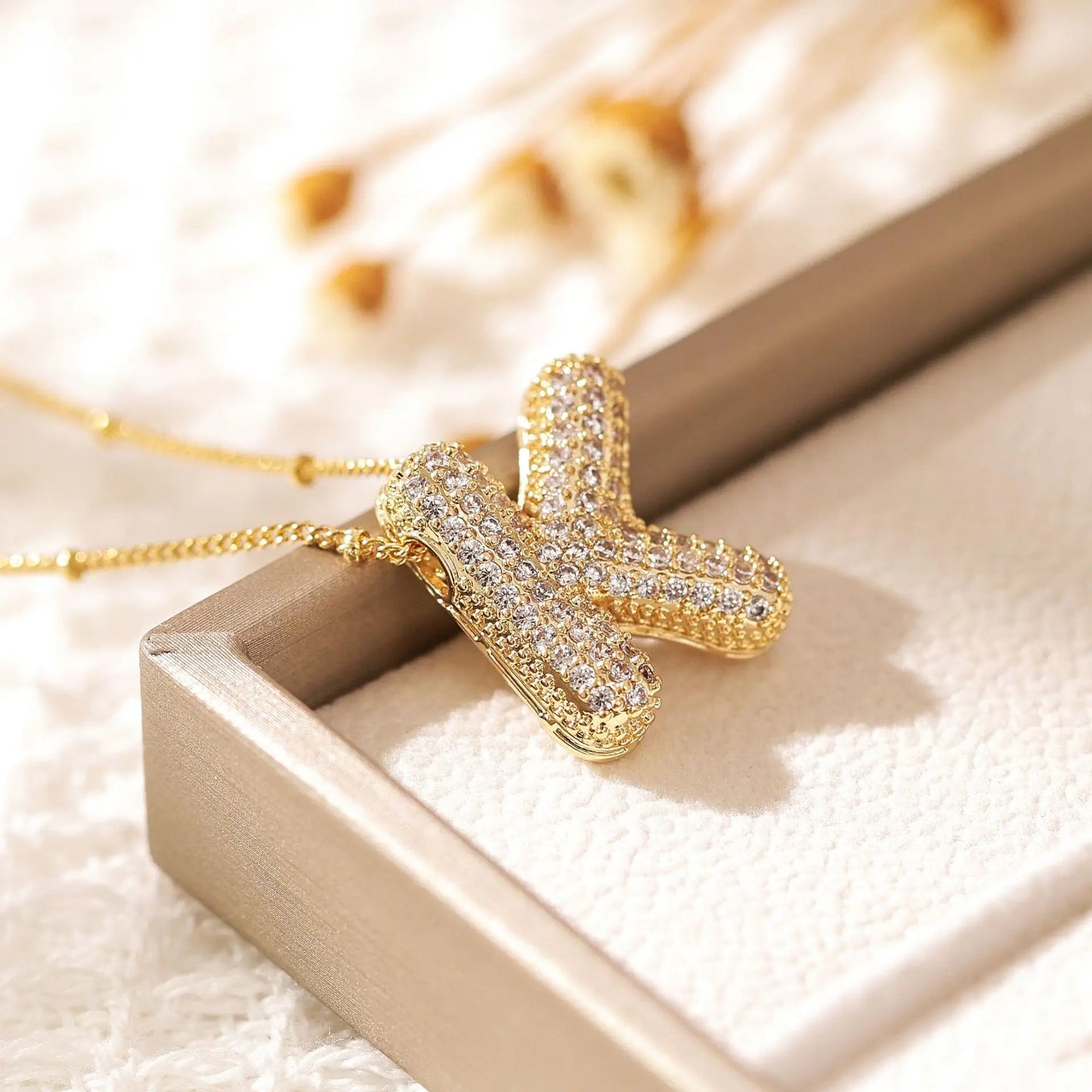 Gold A–Z Letter Necklace – Zircon Pendant Minimalist Chain
