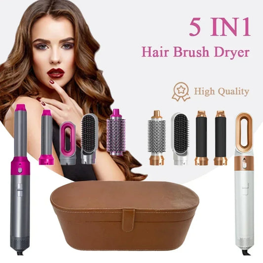 5-in-1 Professional Hair Dryer & Styling Tool – Blow Dryer, Straightener, Curler & Hot Comb