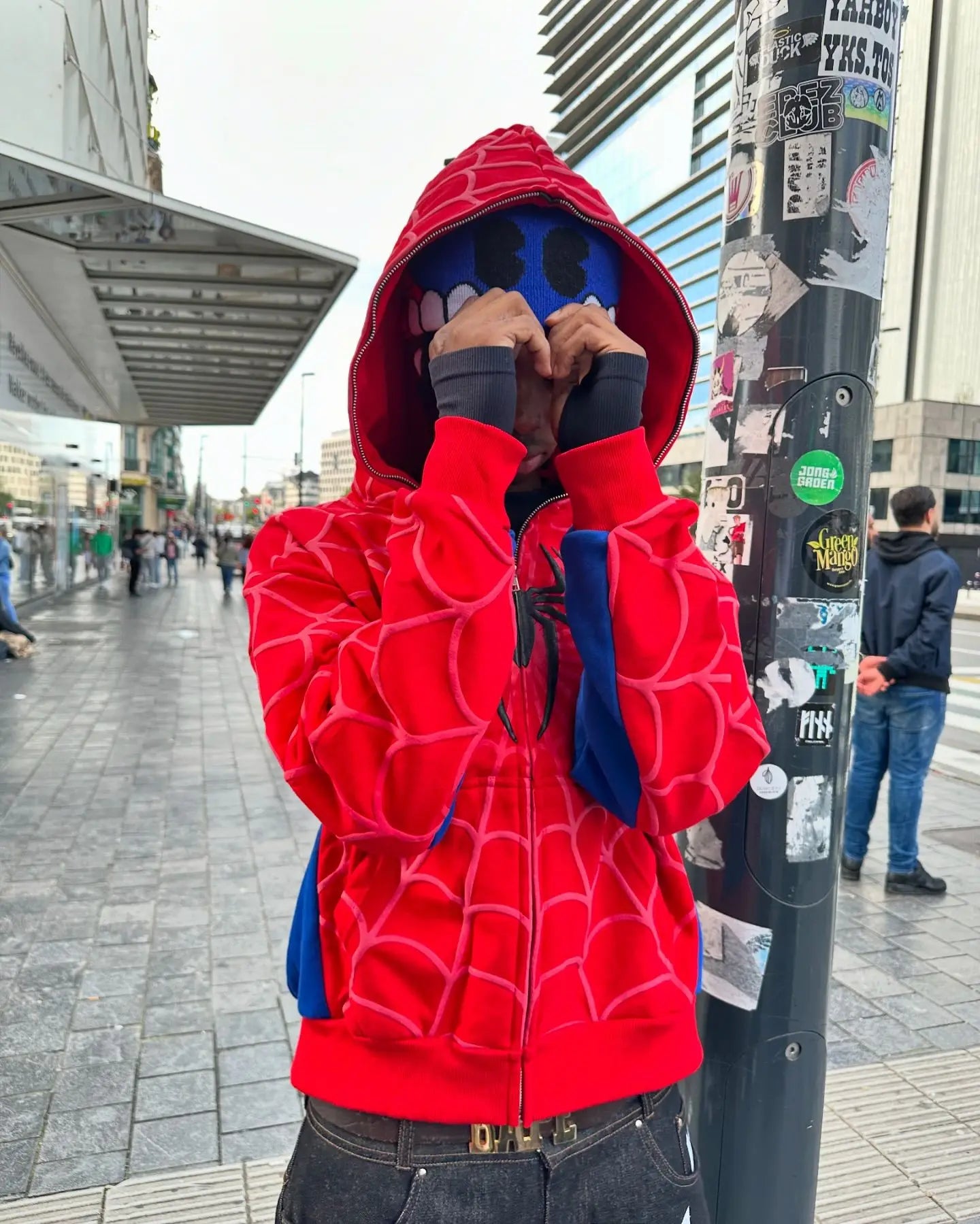 Gothic Red Spider Zip Up Hoodie Jacket Y2K Streetwear Unisex Sweatshirt
