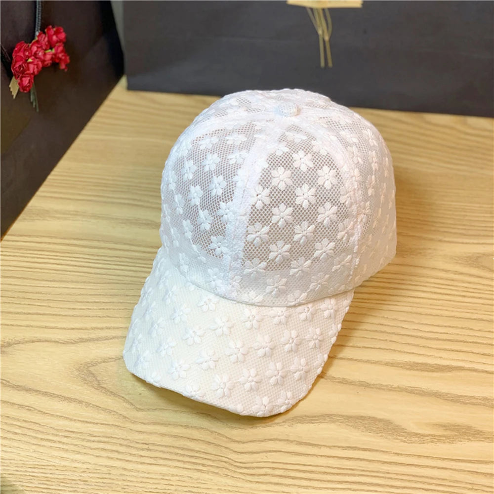 Lace Flower Thin Baseball Cap – Women’s Summer Breathable Sun Hat