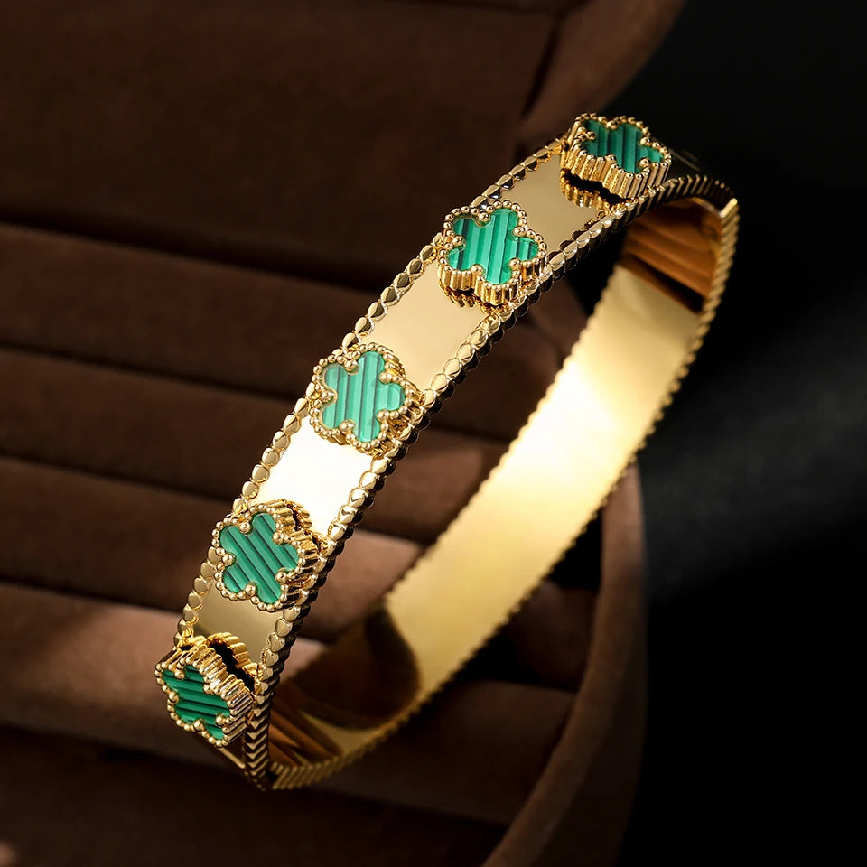 18K Gold-Plated Flower Bracelet – Plum Blossom Cuban Chain Women’s Jewelry