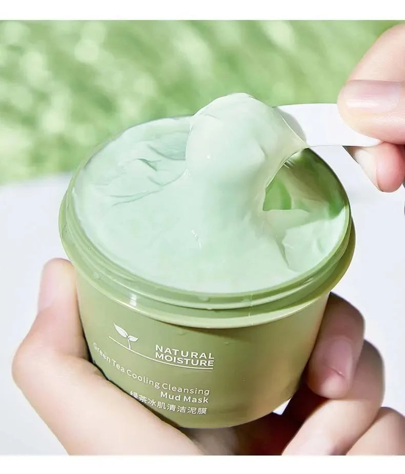Green Tea Ice Mud Mask – Deep Cleansing, Moisturizing, Oil Control & Blackhead Removal with Applicator (120g)