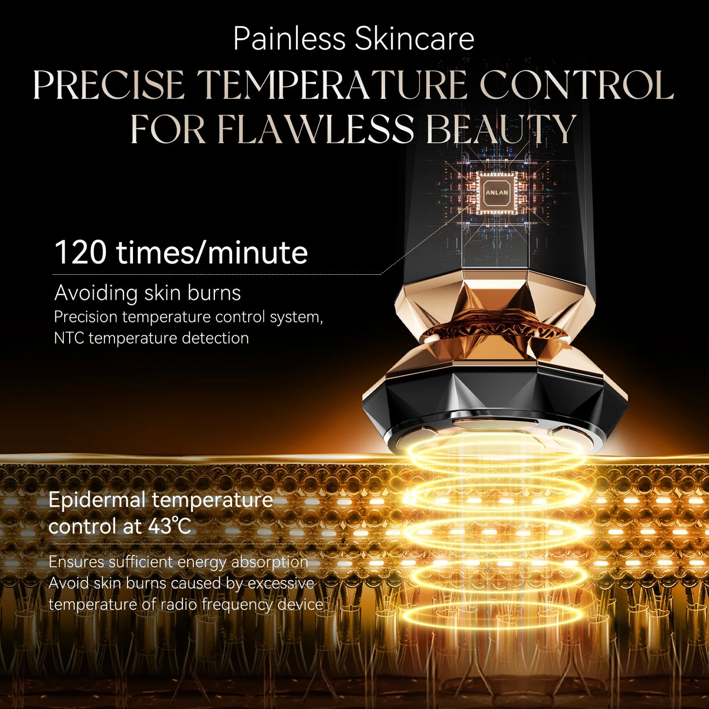 ANLAN Pro Skincare Device – 18K Gold RF EMS Facial Massager for Skin Tightening & Lifting