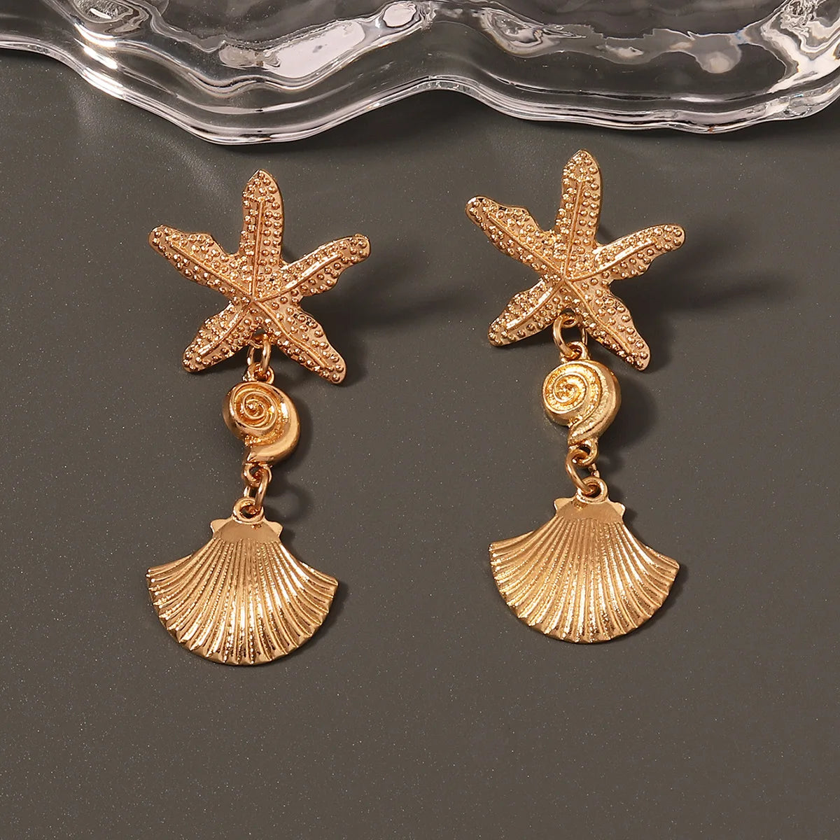 Boho Starfish Shell Ear Cuffs – Asymmetrical Beach Party Earrings for Women
