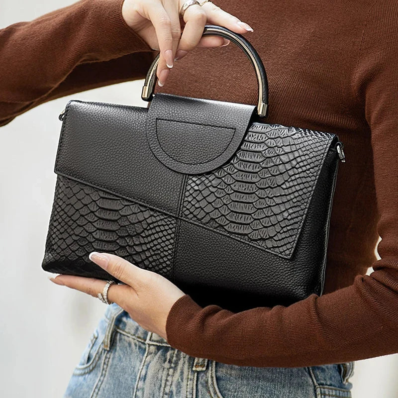 PU Synthetic Leather Crossbody Bag – Casual & Wedding Alligator Pattern Flap Handbag for Women
