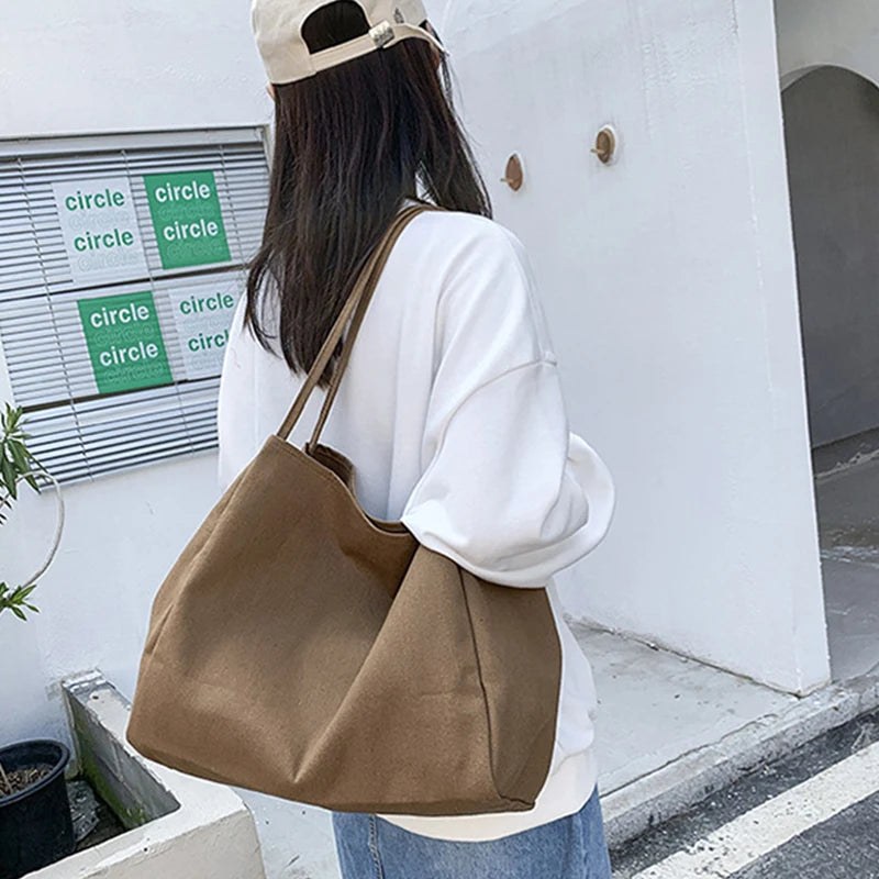 Large Capacity Canvas Tote – Eco-Friendly Reusable Shopper Shoulder Bag for Women
