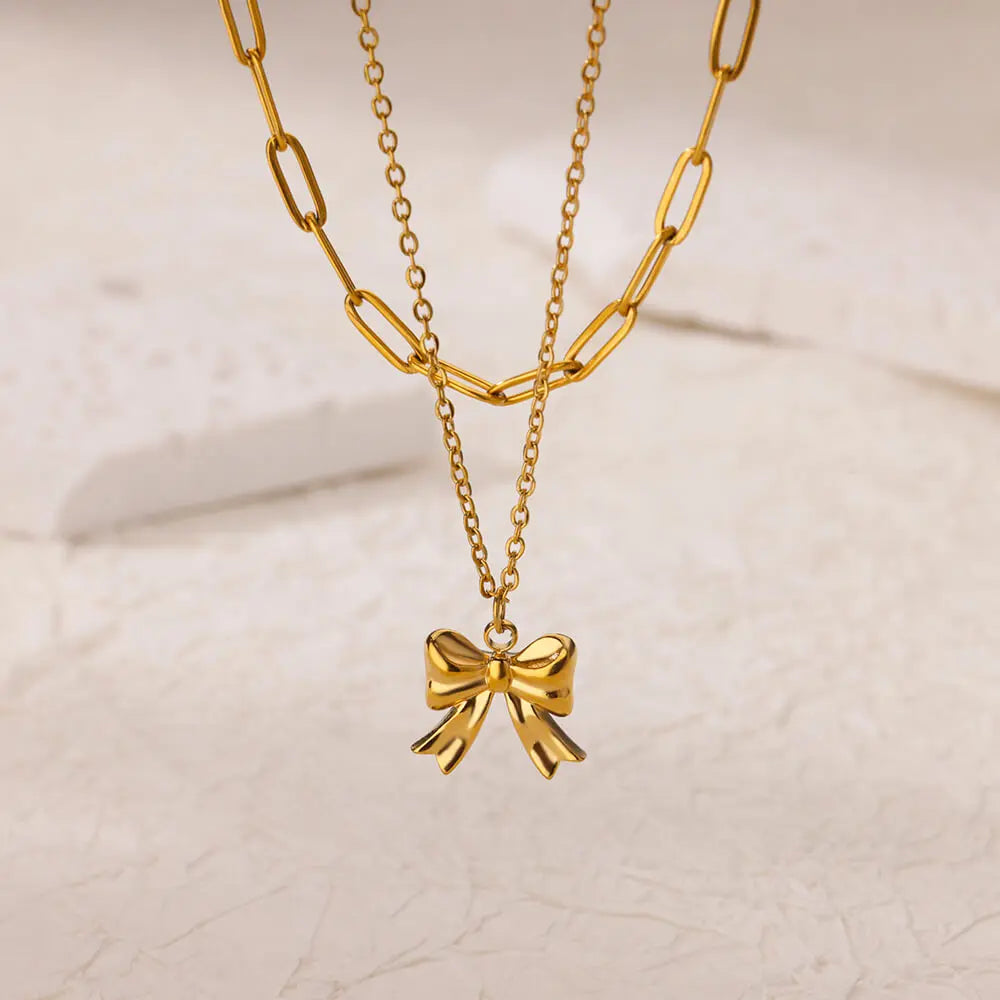 316L Stainless Steel Multilayer Heart Necklace – Gold Goth Clavicle Choker for Women