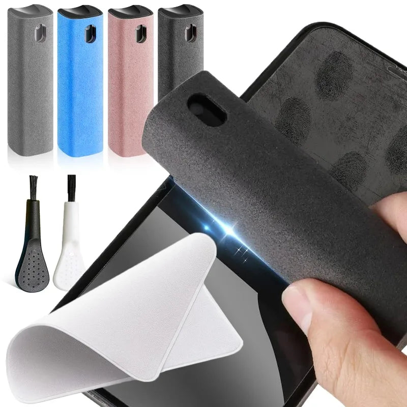 4-in-1 Screen Cleaner Spray Bottle with Microfiber Cloth – Portable Cleaning Tool for Phone, Tablet, Laptop & Glasses