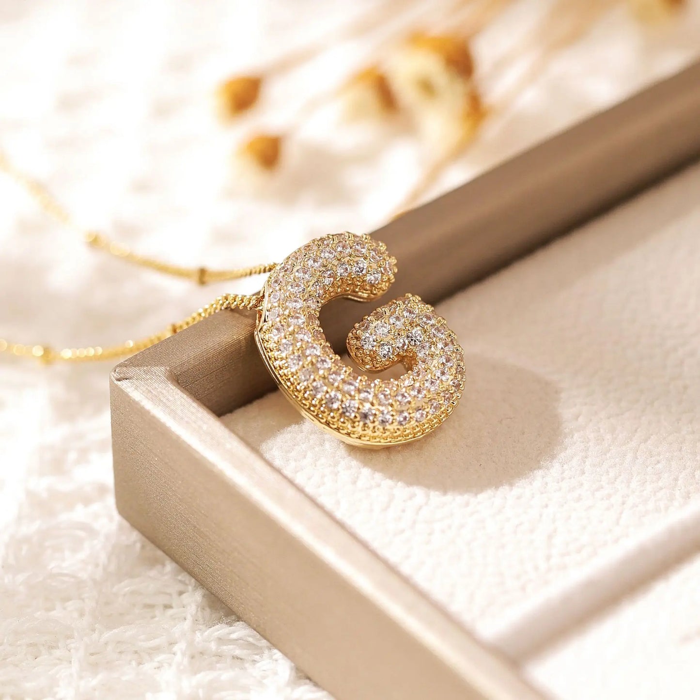 Gold A–Z Letter Necklace – Zircon Pendant Minimalist Chain