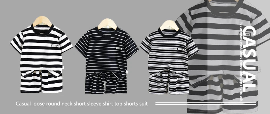 Summer Cotton Cartoon Baby Outfit – 2-Piece T-Shirt & Shorts Set for Girls & Boys (0-4 Years)