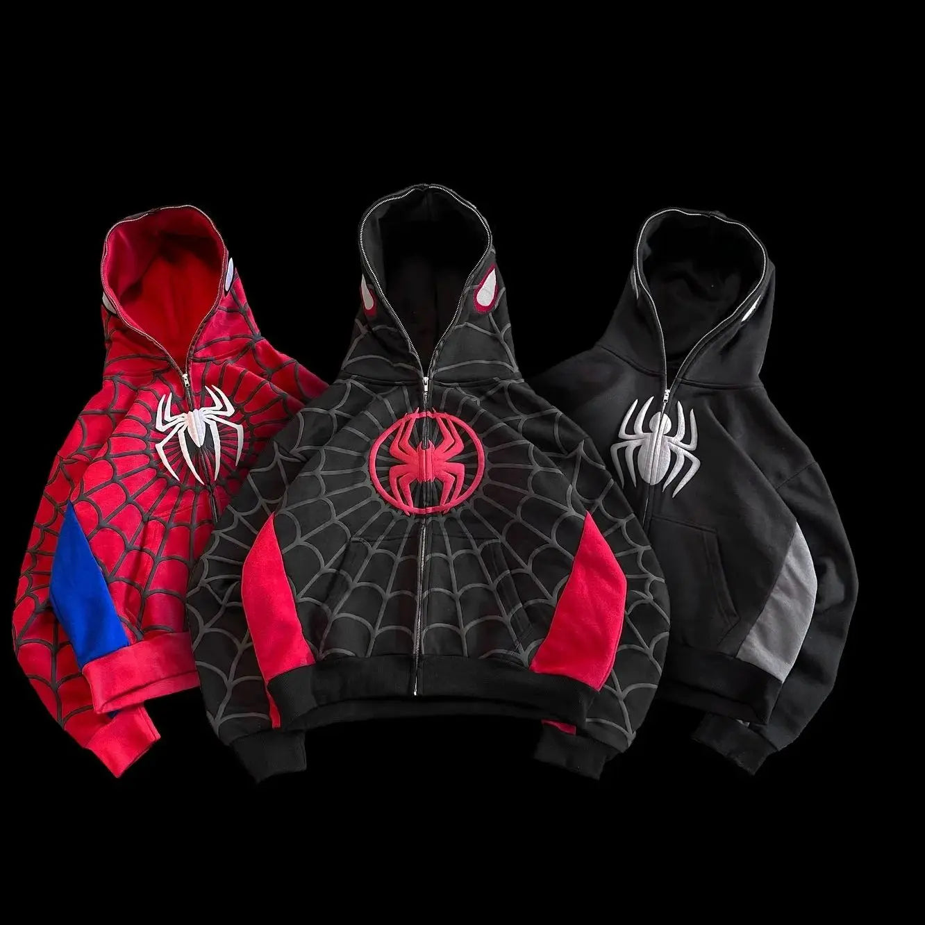 Unisex Spider Print Zip Up Hoodie – Y2K Harajuku Streetwear Jacket