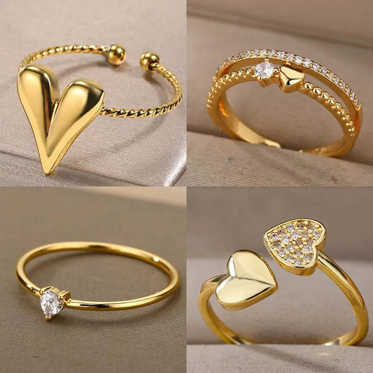 Zircon Little Heart Stainless Steel Ring – Minimalist Dainty Valentine’s Gift for Women