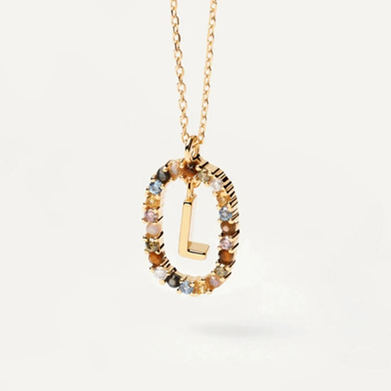 26 English Letter Pendant 925 Sterling Zircon Necklace – Fine Jewelry Choker for Women
