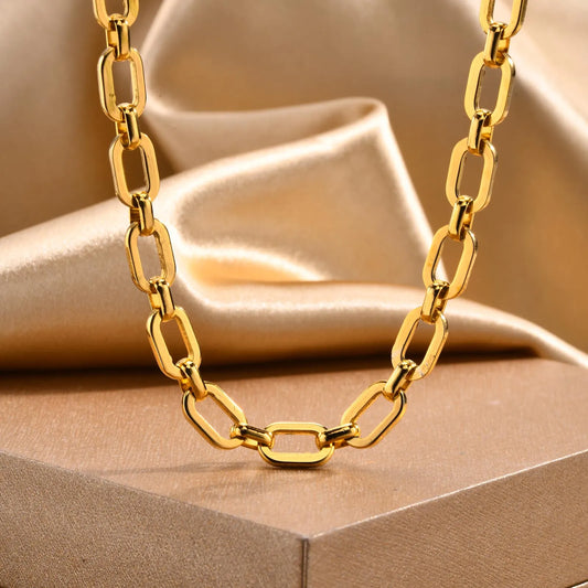 Chunky Gold Link Necklace – Thick Oval Chain Choker for Women