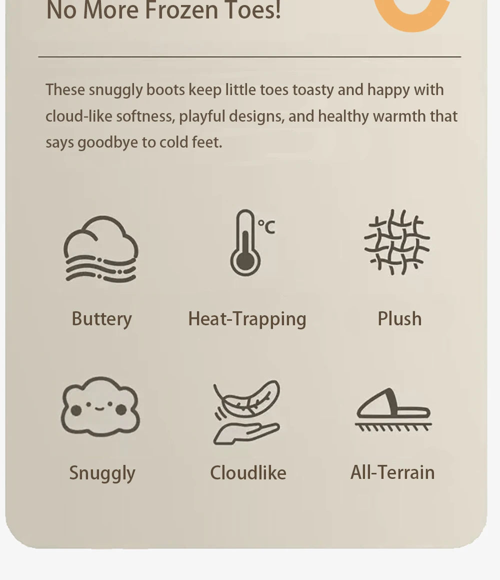 Cute Cartoon Winter Boots for Kids – Boys Girls Plush Warm Snow Boots Toddler Children's Shoes