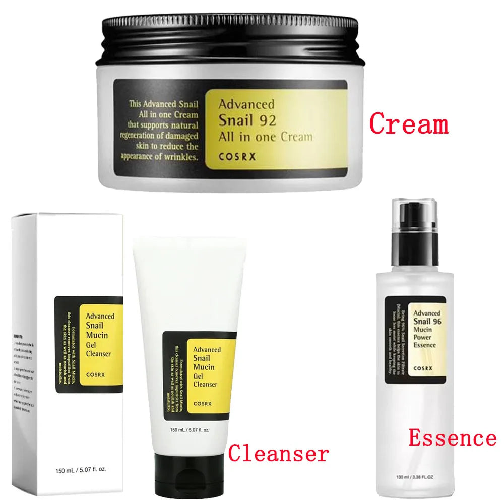 Advanced Snail 96 Mucin Power Essence/Cleanser/Cream – Korean Skincare for Deep Moisturizing & Nourishing Facial Care
