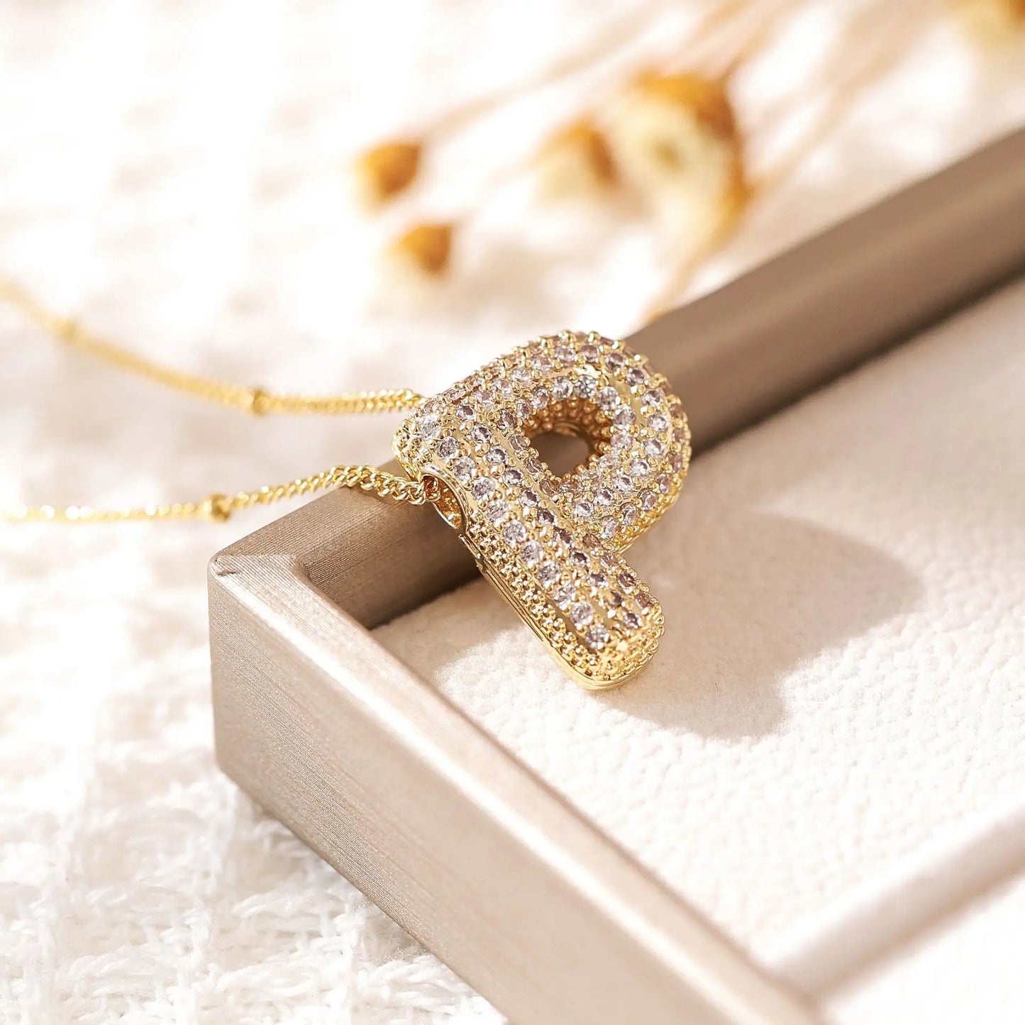 Gold A–Z Letter Necklace – Zircon Pendant Minimalist Chain