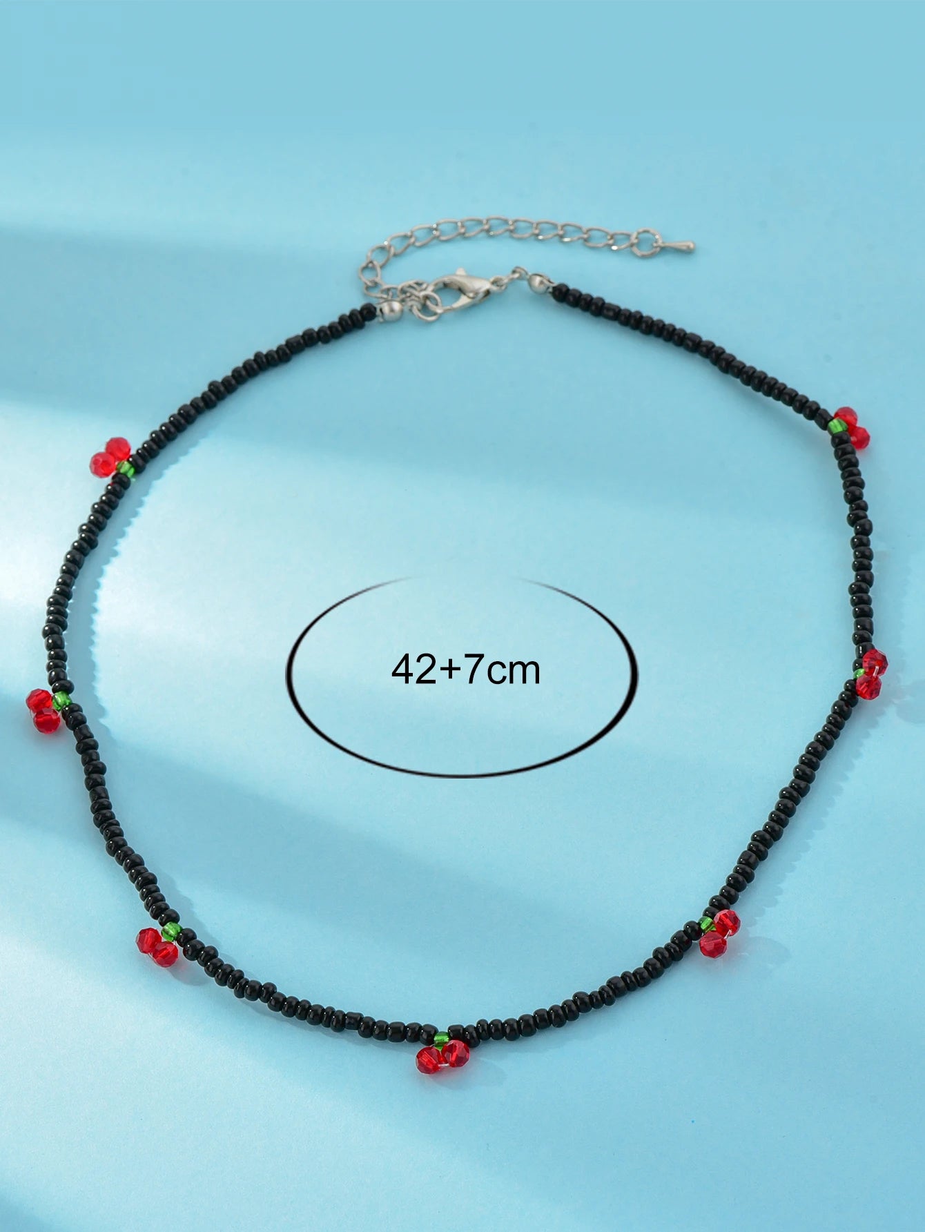 Long Way Summer Rice Beaded Necklace – Fresh Strawberry Cherry Design for Women