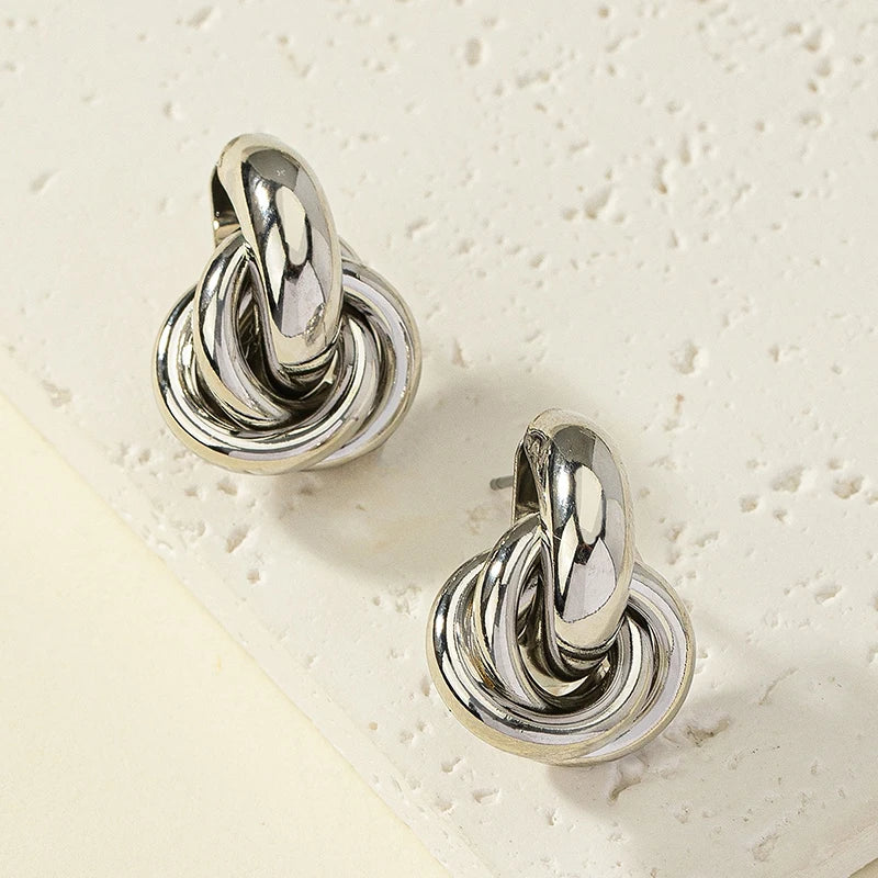 Gold & Silver Knot Hoop Earrings – Trendy Daily Wear Women’s Jewelry
