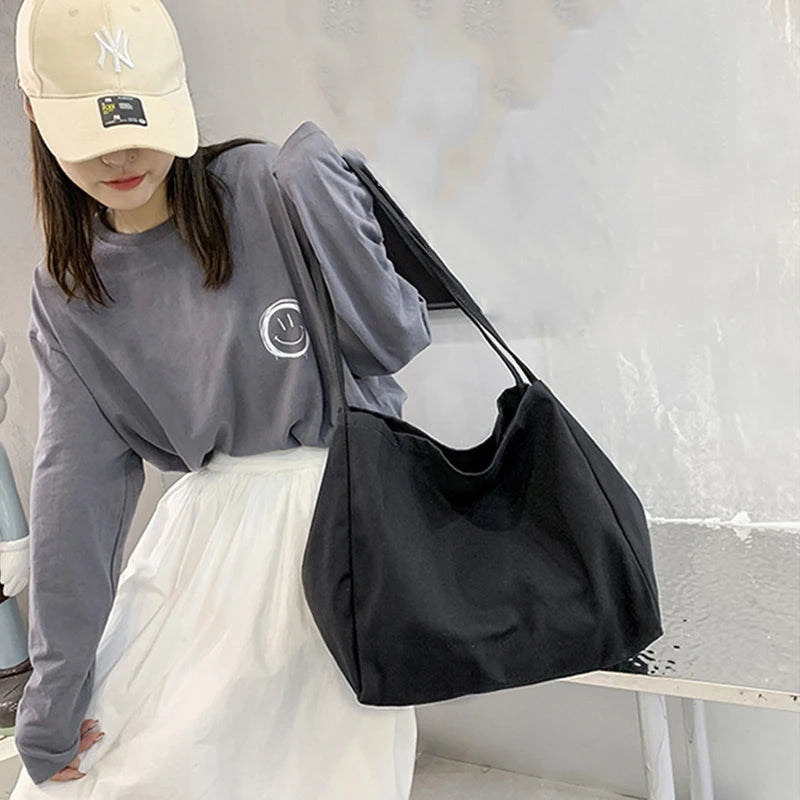 Large Capacity Canvas Tote – Eco-Friendly Reusable Shopper Shoulder Bag for Women