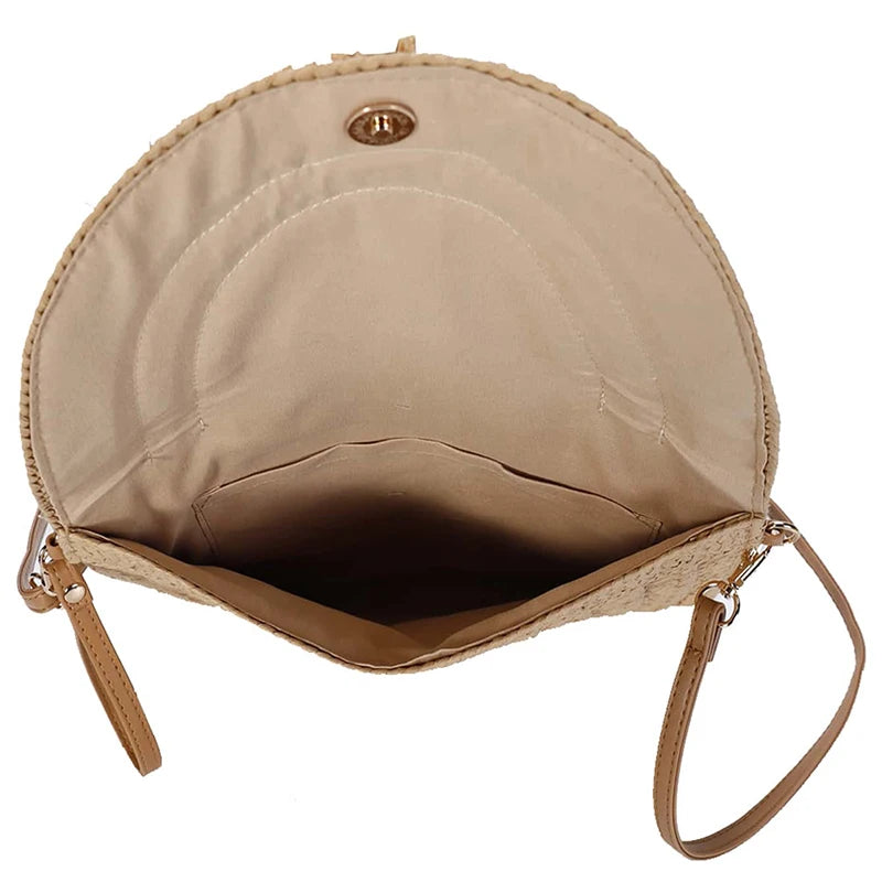 Raffia Straw Woven Wrist Clutch & Shoulder Crossbody Bag – Handmade Summer Beach Purse for Women