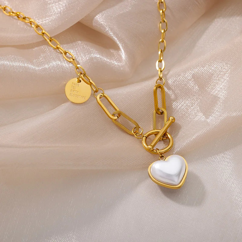 316L Stainless Steel Multilayer Heart Necklace – Gold Goth Clavicle Choker for Women