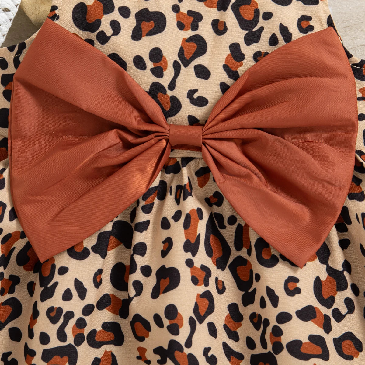 Baby Girl Leopard Print Dress – Bow Detail Suspender Party Outfit
