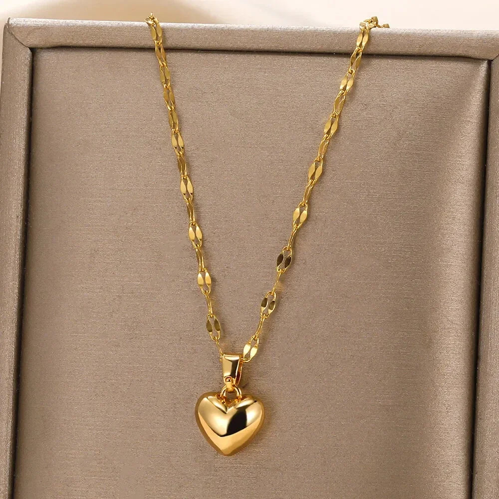 316L Stainless Steel Multilayer Heart Necklace – Gold Goth Clavicle Choker for Women