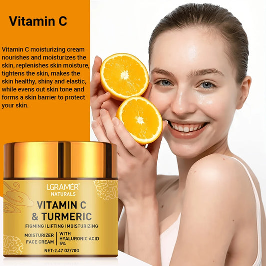 Turmeric & Vitamin C Face Cream – Retinol, Hyaluronic Acid | Moisturizing, Firming, Brightening, Repairing & Whitening Skincare