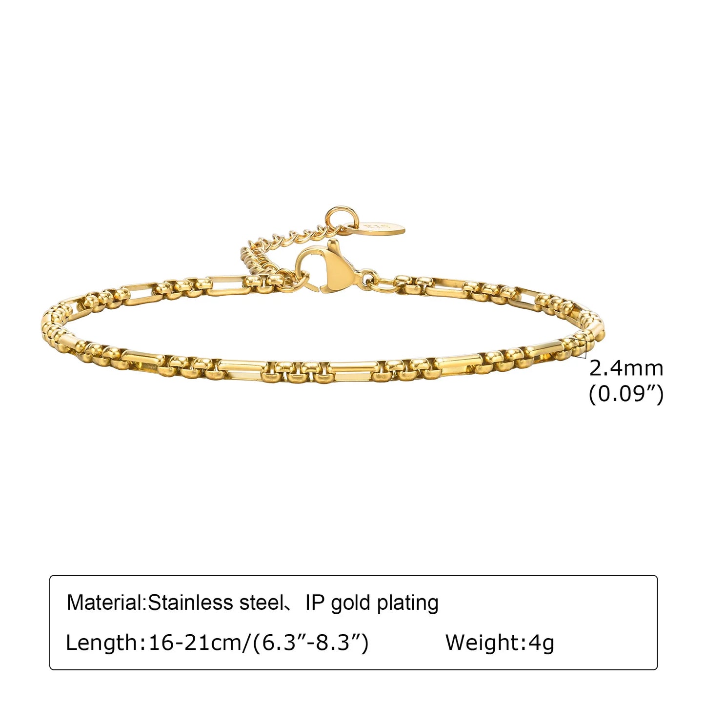 18K Gold Plated Paperclip Chain Bracelet – Adjustable Chunky Stainless Steel Jewelry