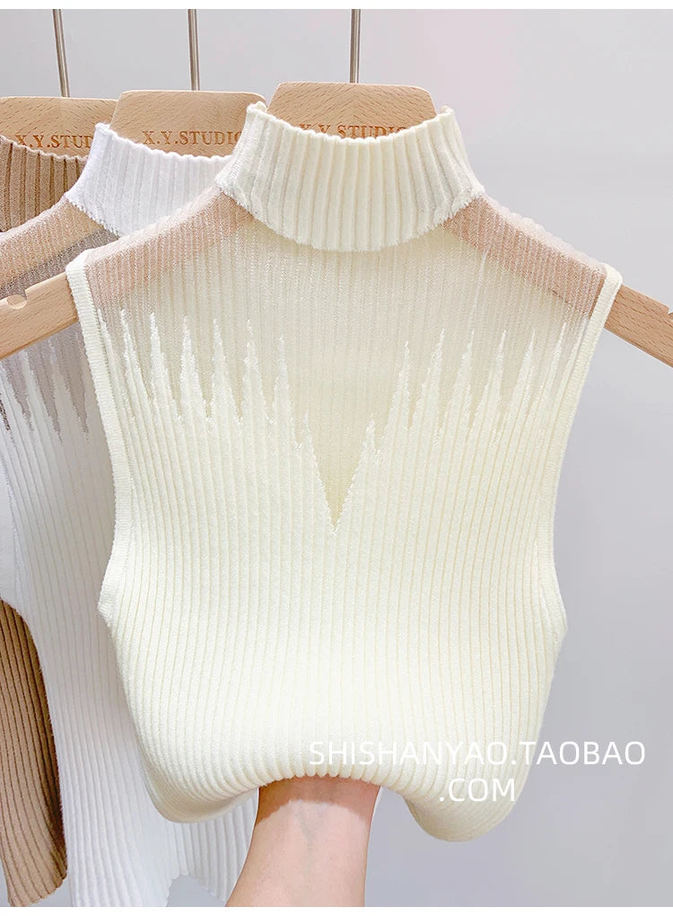 Y2K Mesh Knit Tank Top – Sleeveless Cut-Out Streetwear Style