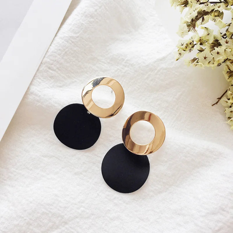 Colorful Metal Dangle Earrings – Flower & Heart Pendant Women’s Jewelry
