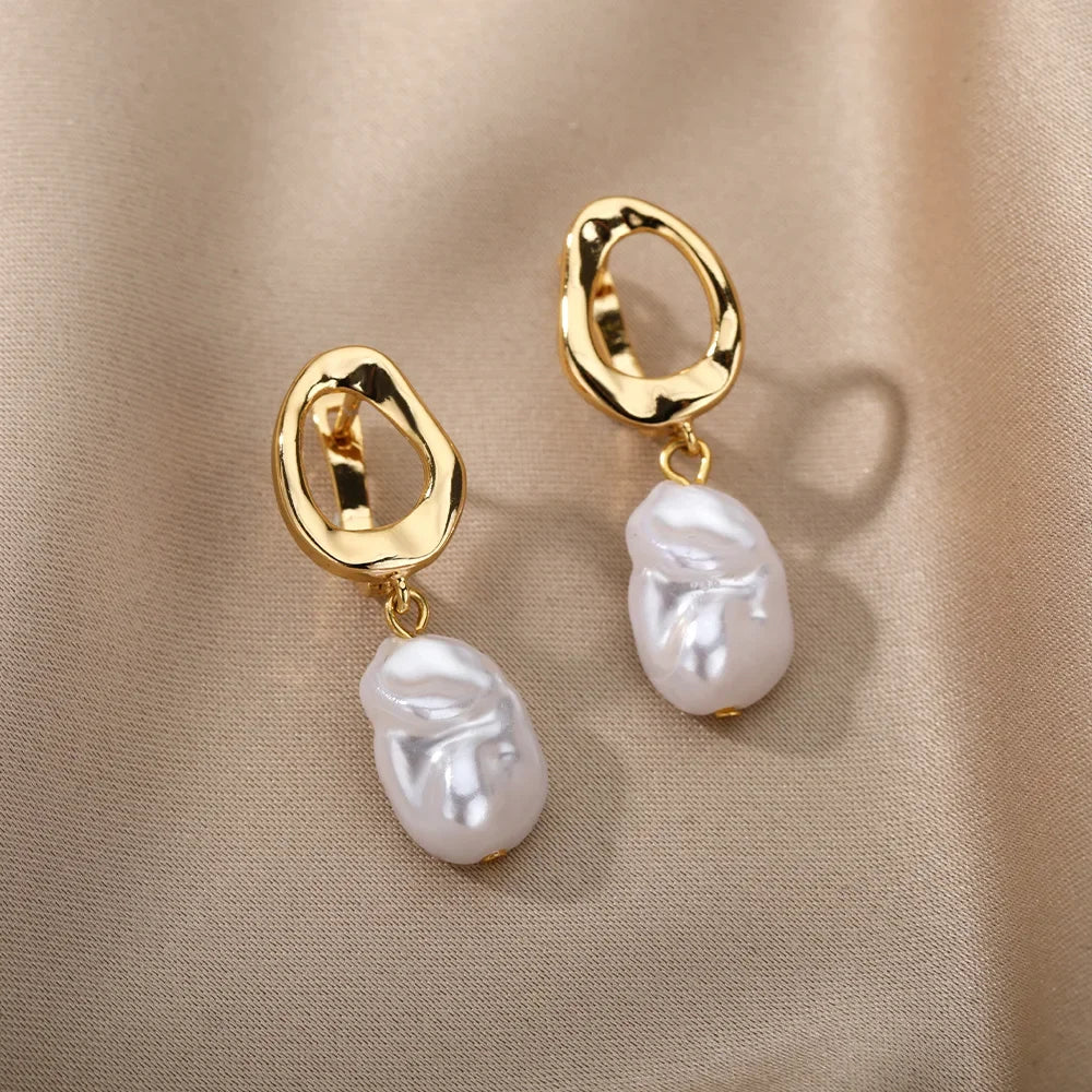 Gold Heart Zircon Hoop Earrings – Waterproof Stainless Steel Jewelry