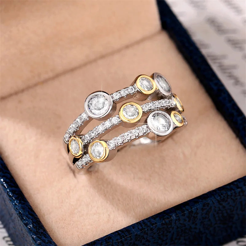 Vintage Two-Tone Cubic Zirconia Ring – Women’s Luxury Anniversary Jewelry