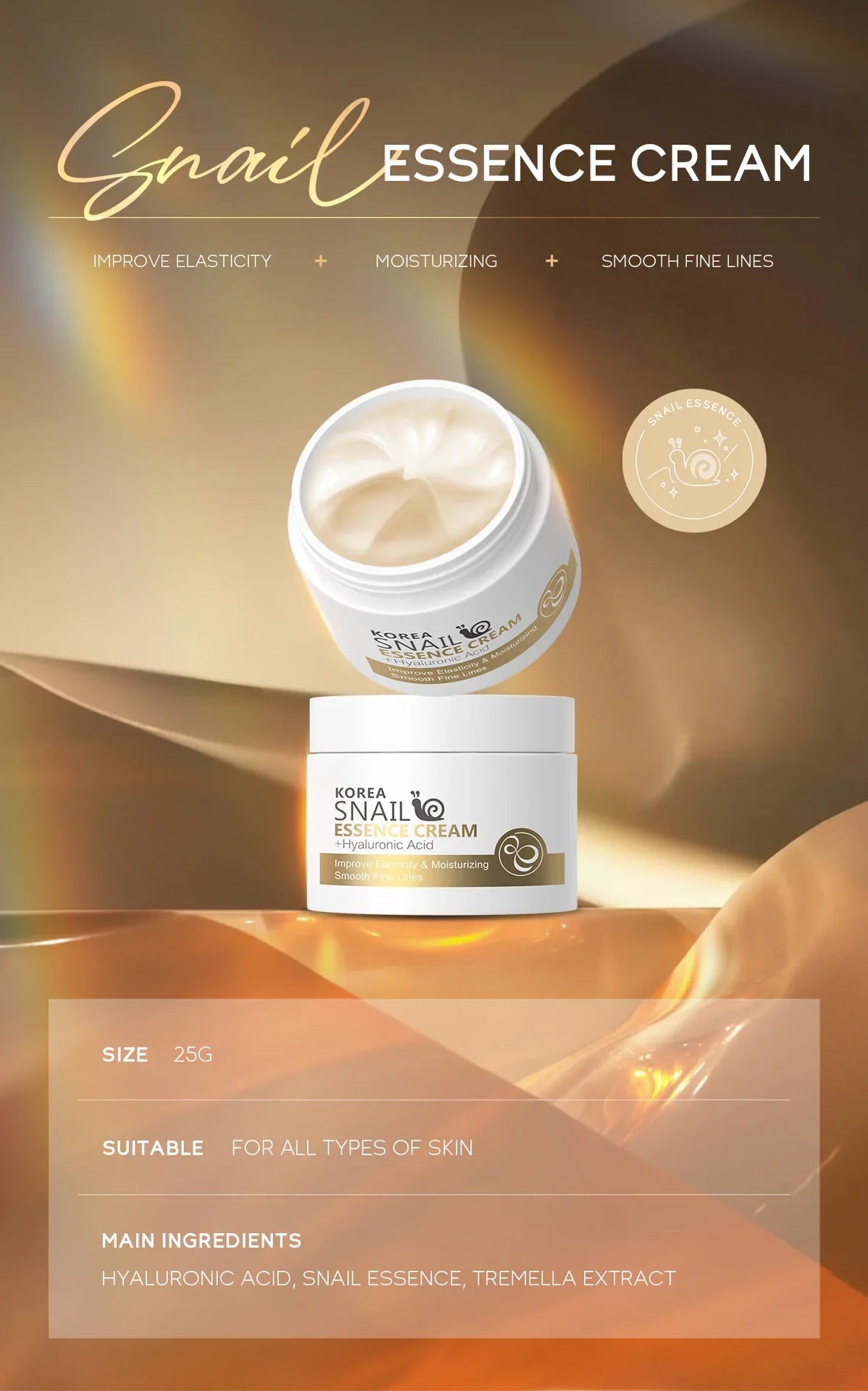 Snail Anti-Aging Cream – Collagen Moisturizing & Repair | Lifting, Firming, Smoothing, Brightening & Whitening Day Cream | Skincare