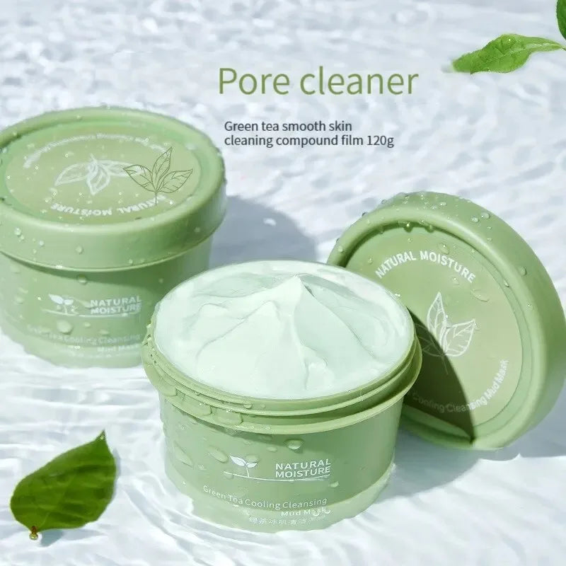 Green Tea Ice Mud Mask – Deep Cleansing, Moisturizing, Oil Control & Blackhead Removal with Applicator (120g)