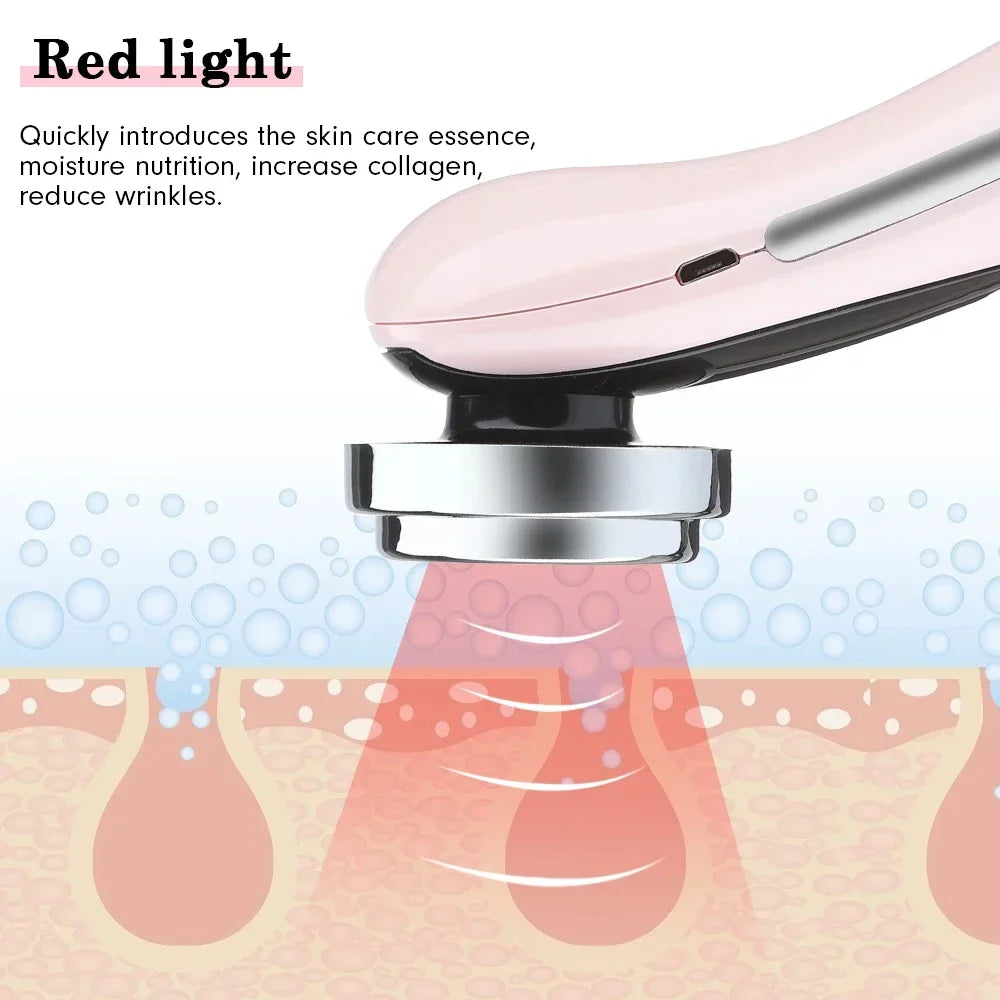 5-in-1 Facial Massager – LED Light Therapy, Eye Care & Skin Smoothing | USB Rechargeable Skincare Device