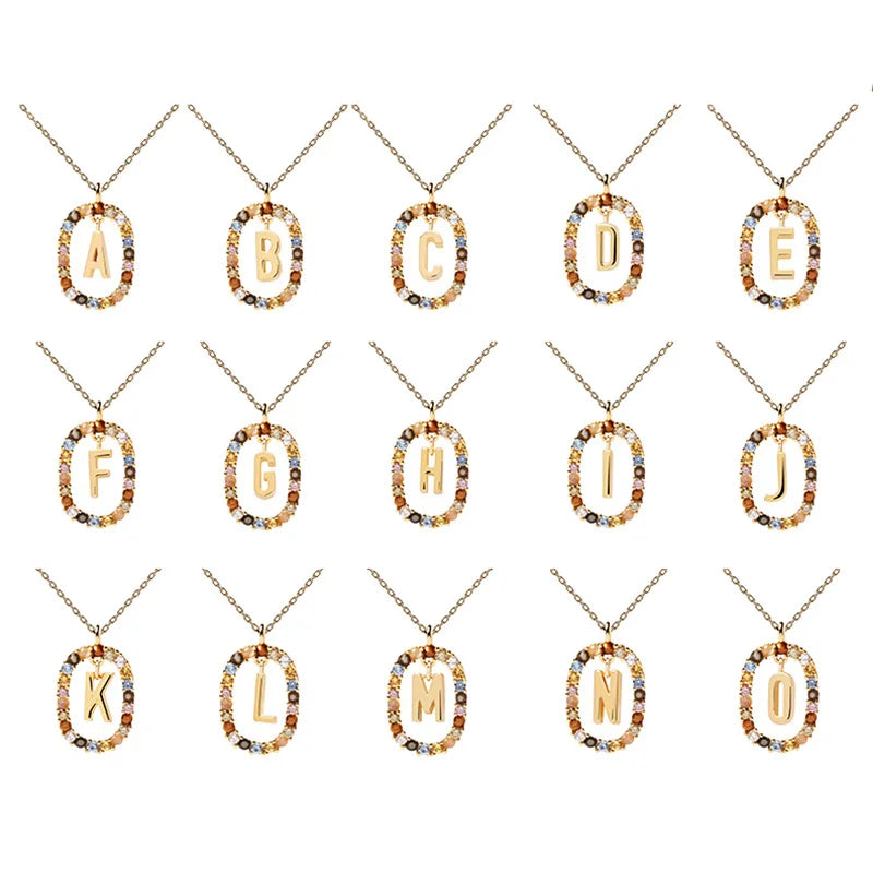 26 English Letter Pendant 925 Sterling Zircon Necklace – Fine Jewelry Choker for Women