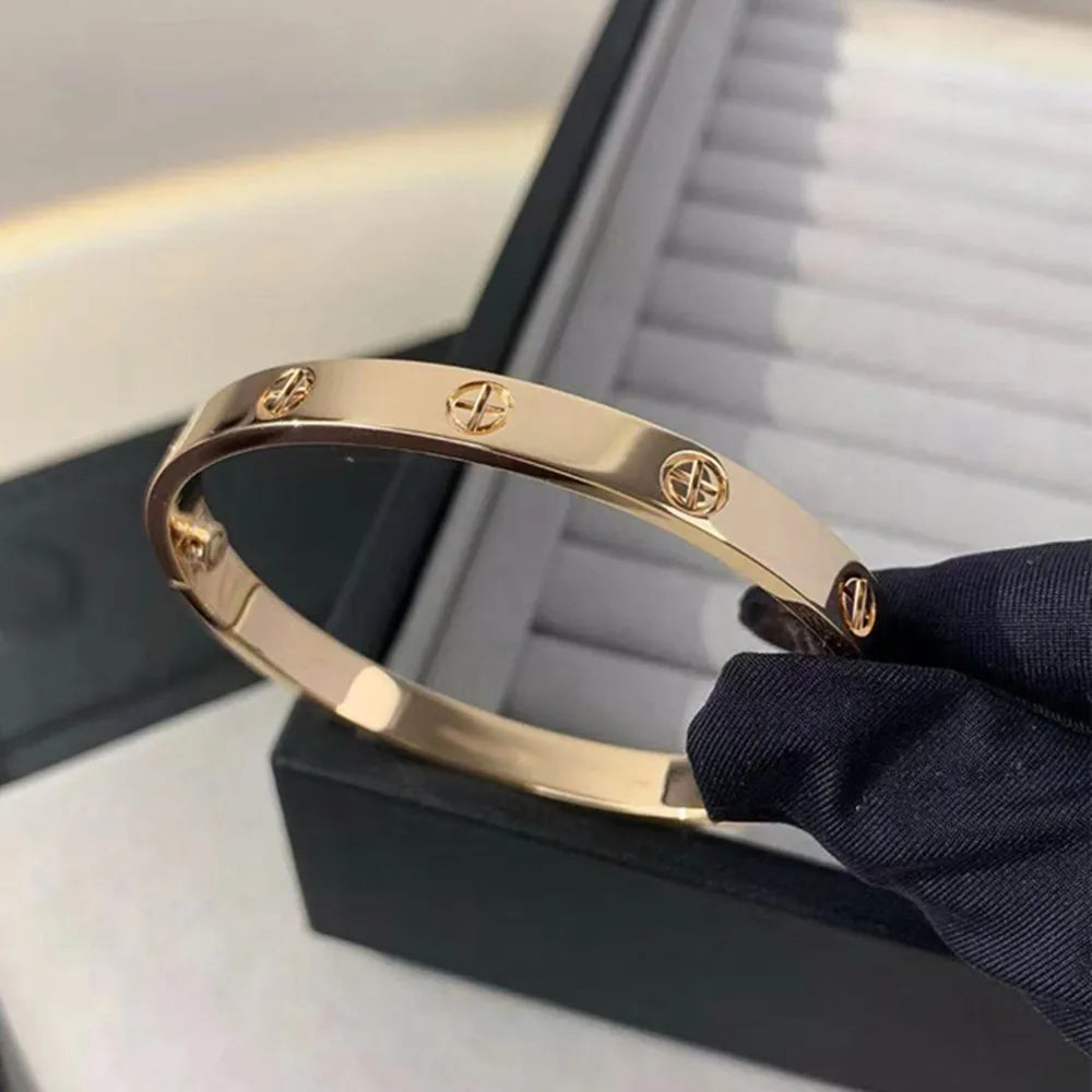 2023 Gold Zircon Cross Nail Bracelet – Stainless Steel Bangle for Women
