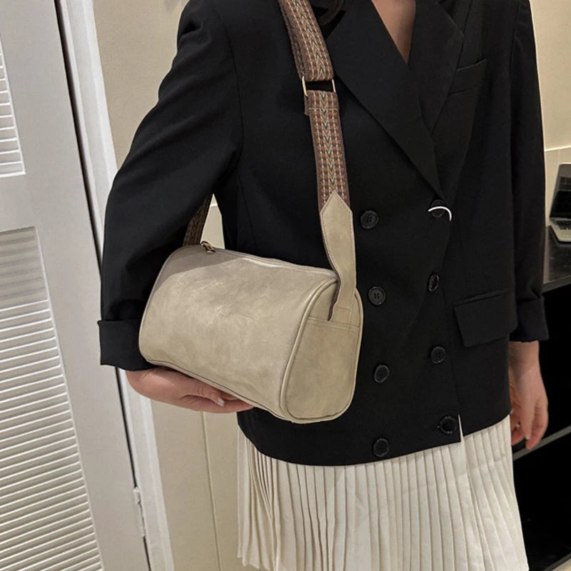 Vintage PU Leather Boston Handbag – Small Designer Crossbody & Travel Shoulder Bag for Women
