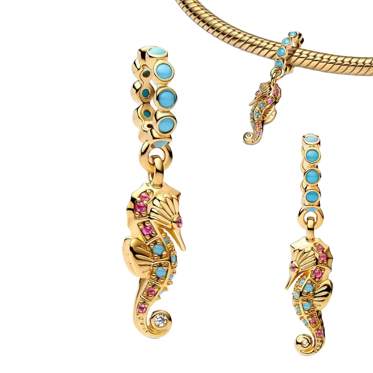 Gold Charms 925 Sterling Silver Beads – Starfish, Octopus & Shell Earrings for Women’s DIY Jewelry