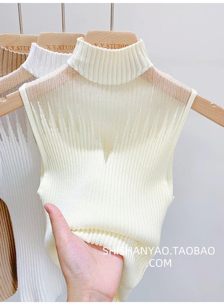 Y2K Mesh Knit Tank Top – Sleeveless Cut-Out Streetwear Style