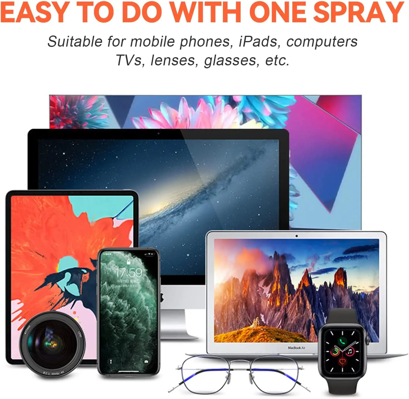 2-in-1 Screen Cleaner Spray Bottle with Microfiber Cloth – Cleaning Tool for Phone, Tablet, Laptop & PC