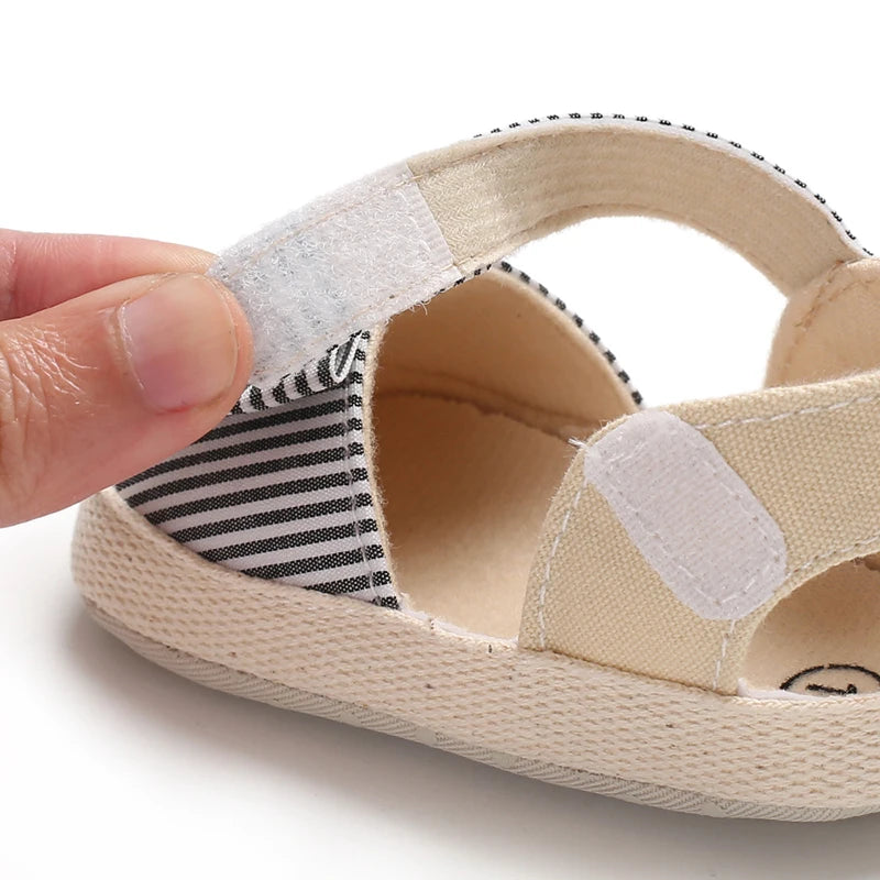Baby Girl Summer Sandals – Soft Sole Bow Canvas Shoes