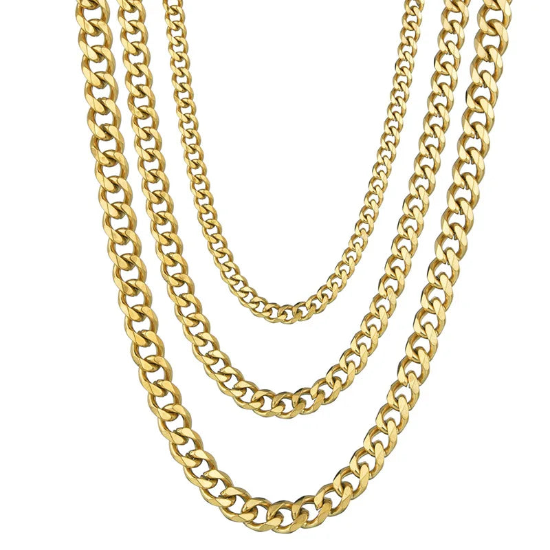 Stainless Steel Cuban Link Chain – Unisex Hip Hop Party Necklace