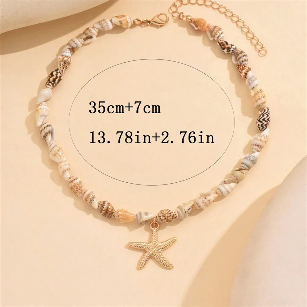 Seashell & Starfish Necklace – Handmade Ocean-Inspired Choker