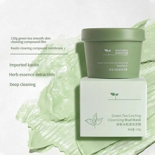Green Tea Ice Mud Mask – Deep Cleansing, Moisturizing, Oil Control & Blackhead Removal with Applicator (120g)