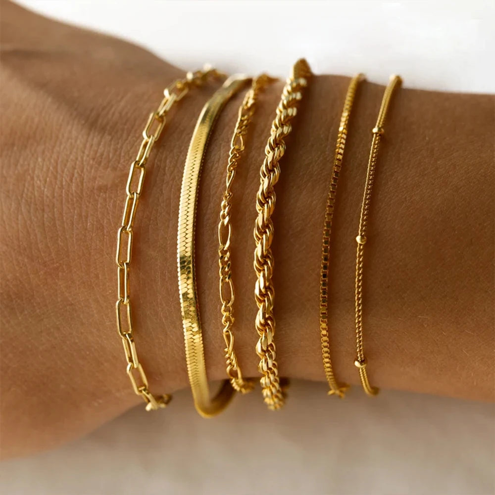 Gold Stainless Steel Twist Cuban Chain Bracelet – Women’s Jewelry Gift
